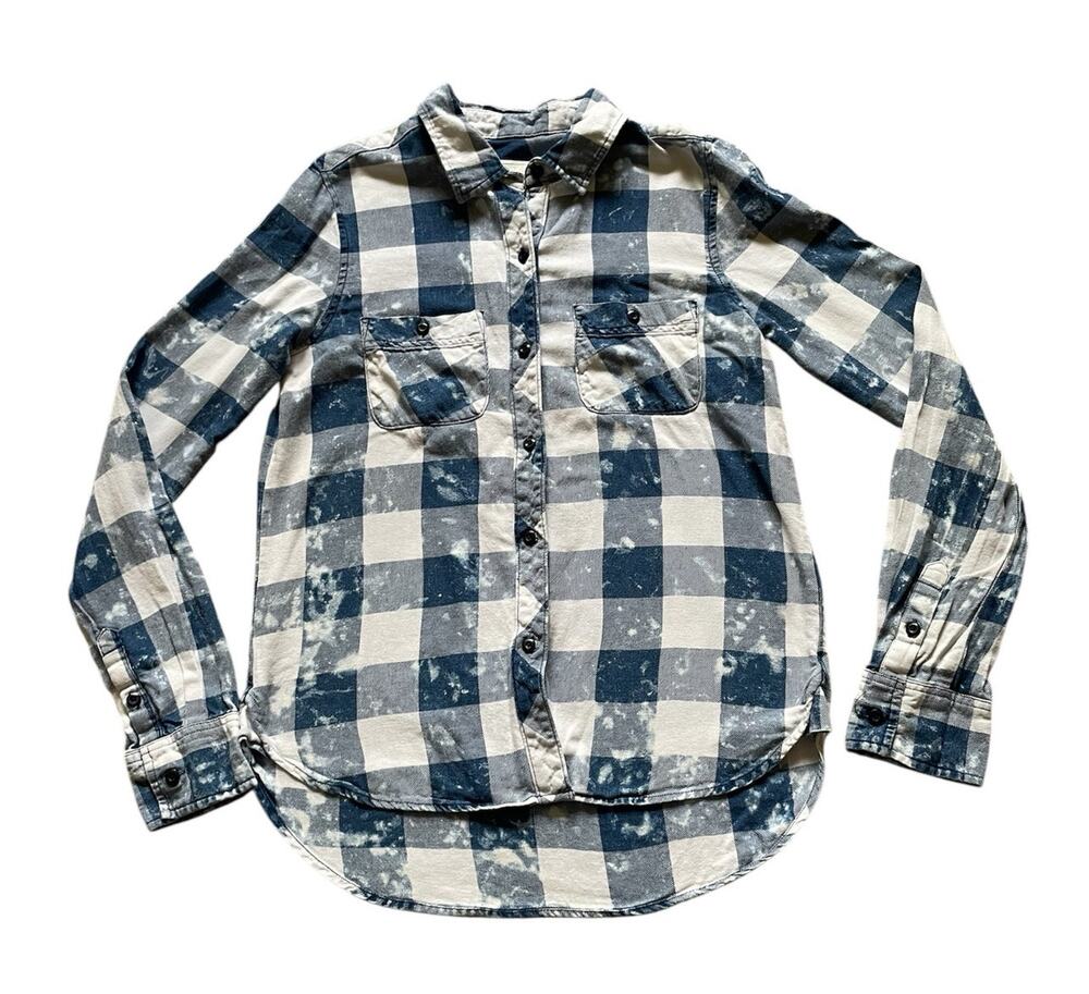 Mudd Flannel Womens Blue Flannel Retro 90s style Shirt Size Small Grunge Street